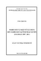 Nghèo đói và nhân tố tác động đến nghèo đói tại tỉnh thái nguyên giai đoạn 2007 2011