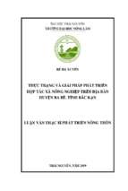 Thực trạng và giải pháp phát triển hợp tác xã nông nghiệp trên địa bàn huyện ba bể tỉnh bắc kạn