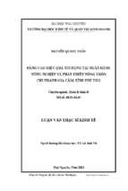 Nâng cao hiệu quả tín dụng tại ngân hàng nông nghiệp và phát triển nông thôn chi nhánh gia cẩm tỉnh phú thọ