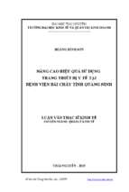 Nâng cao hiệu quả sử dụng trang thiết bị y tế tại bệnh viện bãi cháy tỉnh quảng ninh