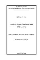 Quản lý nợ thuế trên địa bàn tỉnh lào cai