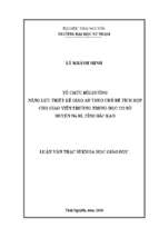 Tổ chức bồi dưỡng năng lực thiết kế giáo án theo chủ đề tích hợp cho giáo viên các trường thcs huyện na rì tỉnh bắc kạn