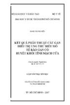 Kết quả phẫu thuật cắt gan điều trị ung thư biểu mô tế bào gan có huyết khối tĩnh mạch cửa