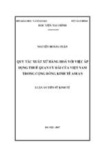 Quy tắc xuất xứ hàng hóa với viêc áp dụng thuế quan ưu đãi của việt nam trong cộng đồng kinh tế asean