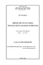 Những yếu tố tác động tới năng suất lao động ở việt nam