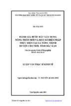 đánh giá bước đầu xây dựng nông thôn mới và một số biện pháp thực hiện tại xã nông thịnh huyện chợ mới tỉnh bắc kạn