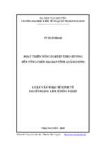 Phát triển nông nghiệp theo hướng bền vững trên địa bàn tỉnh quảng ninh