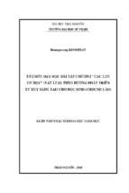 Tổ chức dạy học bài tập chương các lực cơ học vật lý 10 theo hướng phát triển tư duy sáng tạo cho học sinh chdcnd lào