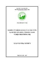 Nghiên cứu bệnh sán dây ở gà thả vườn tại huyện sơn động tỉnh bắc giang và biện pháp phòng trị