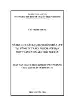 Nâng cao chất lượng nguồn nhân lực tại công ty trách nhiệm hữu hạn một thành viên als thái nguyên