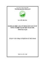 đánh giá hiệu quả sử dụng đất sản xuất nông nghiệp tại huyện ngân sơn tỉnh bắc kạn