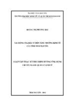 Tác động của đầu tư đến tăng trưởng kinh tế của tỉnh thái nguyên