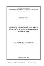 Giải pháp xây dựng và phát triển nông thôn mới của huyện chợ mới tỉnh bắc kạn