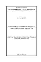 Nâng cao hiệu quả kinh doanh của công ty trách nhiệm hữu hạn một thành viên kim loại màu bắc kạn tmc