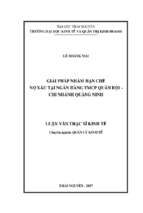 Giải pháp nhằm hạn chế nợ xấu tại ngân hàng tmcp quân đội chi nhánh quảng ninh