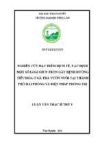 Nghiên cứu đặc điểm dịch tễ xác định một số loại giun tròn gây bệnh đường tiêu hóa ở gà thả vườn tại thành phố hải phòng và biện pháp phòng trị