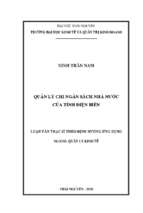 Quản lý chi ngân sách nhà nước của tỉnh điện biên