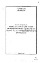 Nghiên cứu một số kinh nghiệm truyền thống trong việc bảo vệ môi trường của các dân tộc thiểu số vùng bắc trung bộ