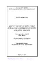Quản lý đầu tư xây dựng cơ bản ở tỉnh quảng ninh bằng nguồn vốn ngân sách nhà nước
