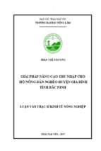 Giải pháp nâng cao thu nhập cho hộ nông dân nghèo huyện gia bình tỉnh bắc ninh