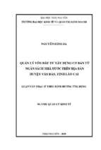 Quản lý vốn đầu tư xây dựng cơ bản từ ngân sách nhà nước trên địa bàn huyện văn bàn tỉnh lào cai