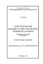 Phân tích lợi thế so sánh của việt nam về hàng thâm dụng lao động