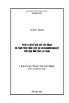 Pháp luật về nội quy lao động và thực tiễn thực hiện tại các doanh nghiệp trên địa bàn tỉnh lai châu