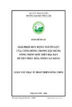 Giải pháp huy động nguồn lực của cộng đồng trong xây dựng nông thôn mới trên địa bàn huyện phục hòa tỉnh cao bằng