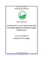 Giải pháp nâng cao thu nhập cho hộ nông dân nghèo trên địa bàn huyện yên minh tỉnh hà giang