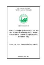 Nâng cao hiệu quả cho vay ưu đãi đối với hộ nghèo tại ngân hàng chính sách xã hội huyện hà hòa tỉnh phú thọ