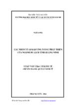 Các nhân tố ảnh hưởng tới sự phát triển của ngành du lịch tỉnh quảng ninh