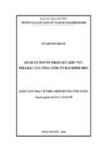Quản lý nguồn nhân lực khu vực phía bắc của tổng công ty bảo hiểm bidv