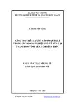 Nâng cao chất lượng cán bộ quản lý trong các doanh nghiệp nhỏ và vừa tại thành phố vĩnh yên tỉnh vĩnh phúc