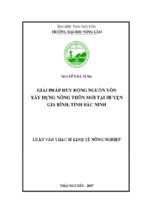 Giải pháp huy động nguồn vốn phục vụ xây dựng nông thôn mới huyện gia bình tỉnh bắc ninh