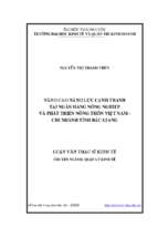 Nâng cao năng lực cạnh tranh tại ngân hàng nông nghiệp và phát triển nông thôn việt nam chi nhánh tỉnh bắc giang