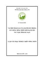 Vai trò tham gia của người dân trong xây dựng nông thôn mới tại huyện pác nặm tỉnh bắc kạn