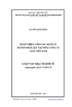 Hoàn thiện công tác quản lý nguồn nhân lực tại tổng công ty giấy việt nam