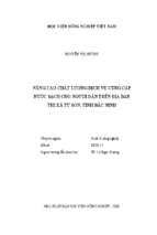 Nâng cao chất lượng dịch vụ cung cấp nước sạch cho người dân trên địa bàn thị xã từ sơn, tỉnh bắc ninh  