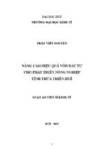 Nâng cao hiệu quả vốn đầu tư cho phát triển nông nghiệp tỉnh thừa thiên huế