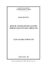 Kinh tế văn hóa huyện vị xuyên tỉnh hà giang nửa đầu thế kỷ xix