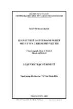 Quản lý thuế đối với doanh nghiệp nhỏ và vừa ở thành phố việt trì