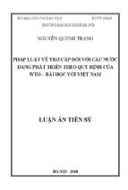 Pháp luật về trợ cấp đối với các nước đang phát triển theo quy định của wto bài học với việt nam
