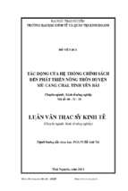 Tác động của hệ thống chính sách đến pháp triển nông thôn huyện mù cang chải tỉnh yên bái