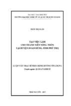 Tạo việc làm cho thanh niên nông thôn tại huyện đoan hùng tỉnh phú thọ