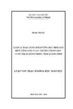 Quản lý hoạt động bồi dưỡng học sinh giỏi môn tiếng anh ở các trường trung học cơ sở thị xã đông triều tỉnh quảng ninh