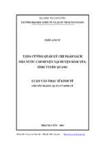 Tăng cường quản lý chi ngân sách nhà nước cấp huyện tại huyện hàm yên tỉnh tuyên quang