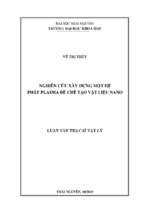 Nghiên cứu xây dựng một hệ phát plasma để chế tạo vật liệu nano