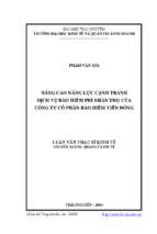 Nâng cao năng lực cạnh tranh dịch vụ bảo hiểm phi nhân thọ của công ty cổ phần bảo hiểm viễn đông