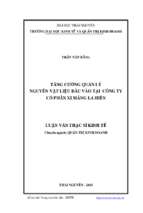 Tăng cường quản lý nguyên vật liệu đầu vào tại công ty cổ phần xi măng la hiên