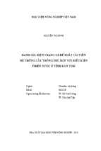 đánh giá hiện trạng và đề xuất cải tiến hệ thống cây trồng phù hợp với điều kiện thiếu nước ở tỉnh kon tum  